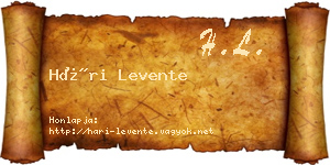Hári Levente névjegykártya